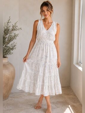 Steve Madden BB Dakota White Floral Midi Dress
